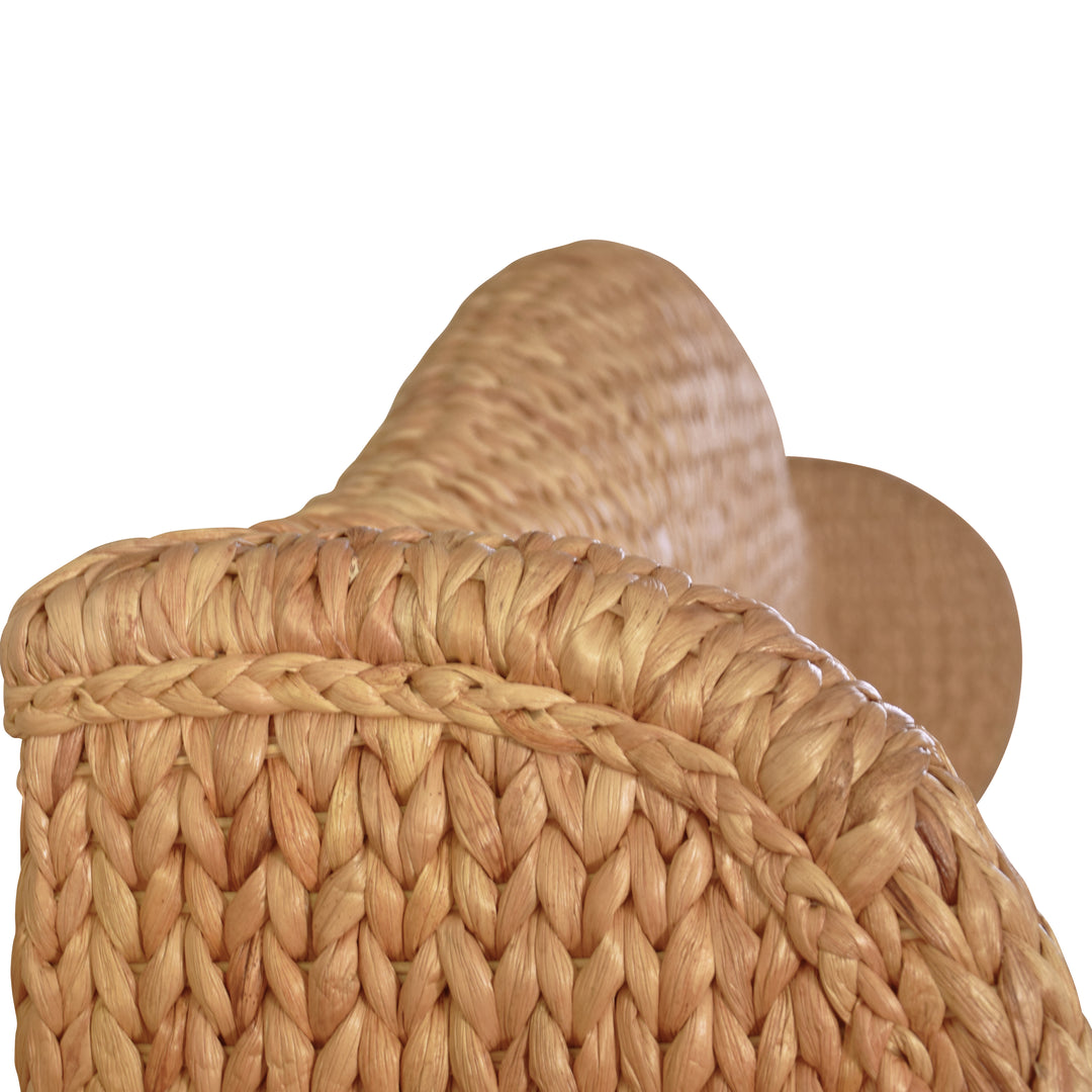 Winged Headboard And Footboard With Side Rails In Natural Water Hyacinth, Queen Size - JOVI QUEEN