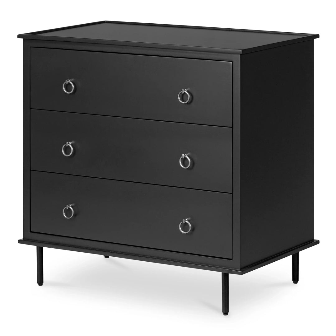 Reagan 3 Drawer Nightstand Black - AmericanHomeFurniture
