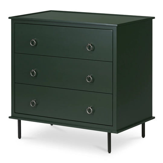 Moe's Home Collection - Reagan 3 Drawer Nightstand Deep Green - JU-1007-27 | American Home Furniture