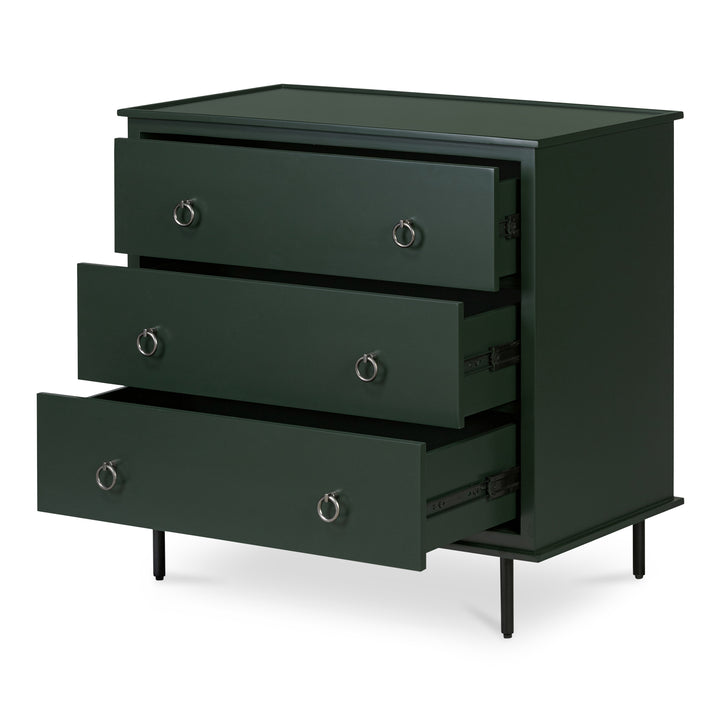 Moe's Home Collection - Reagan 3 Drawer Nightstand Deep Green - JU-1007-27 | American Home Furniture