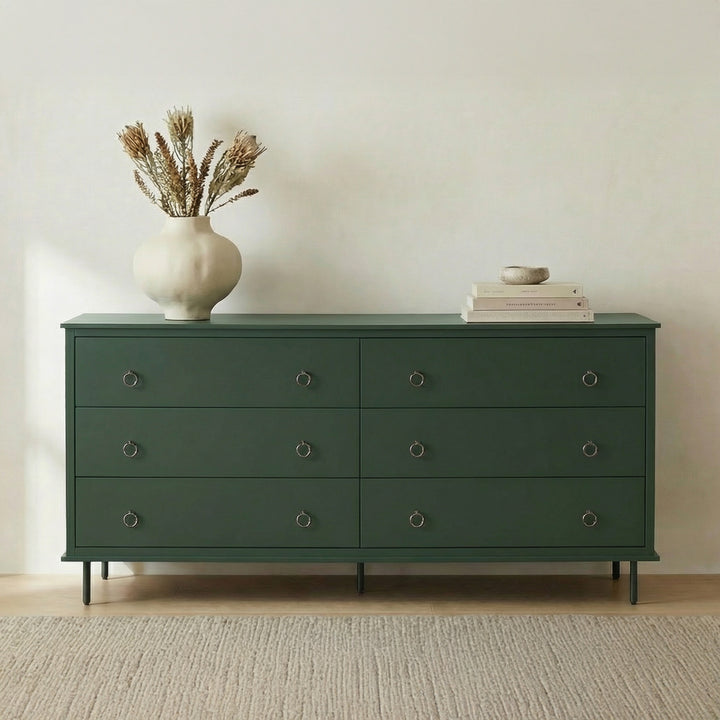 Moe's Home Collection - Reagan 6 Drawer Dresser Deep Green - JU-1008-27 | American Home Furniture