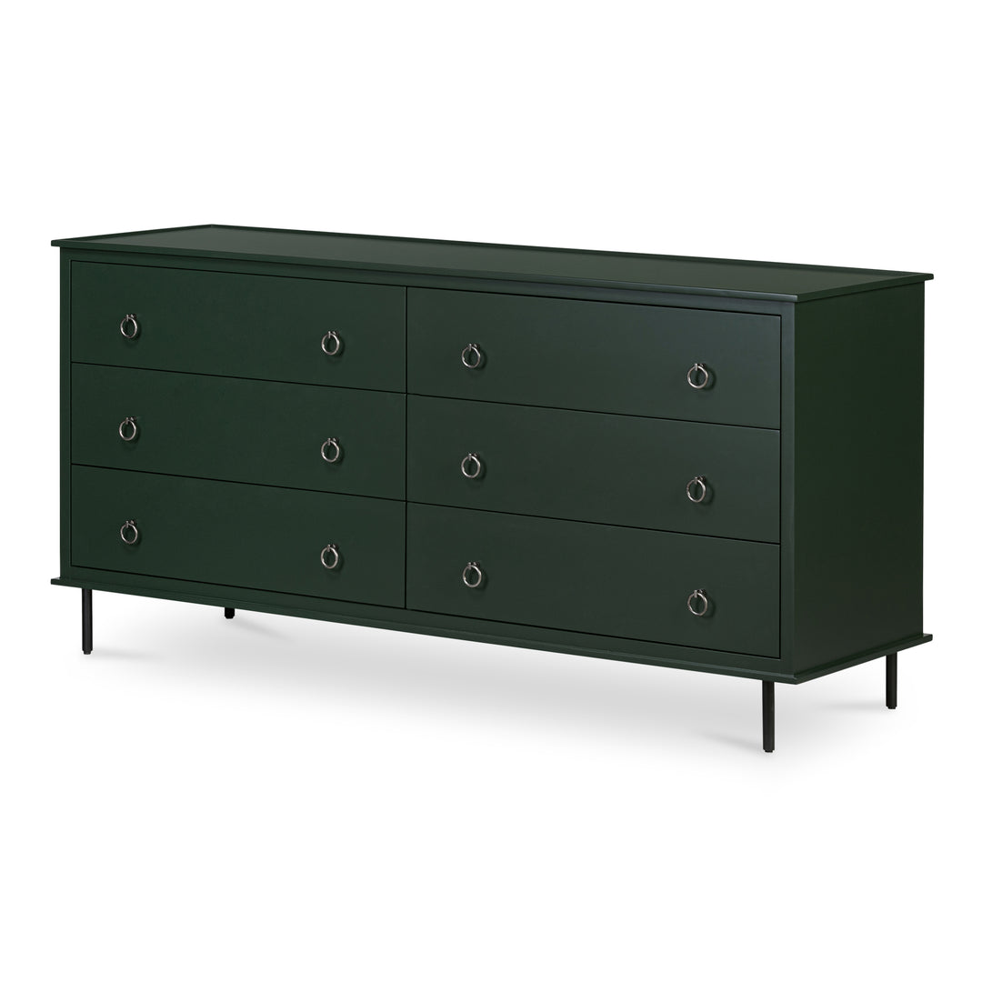 Moe's Home Collection - Reagan 6 Drawer Dresser Deep Green - JU-1008-27 | American Home Furniture