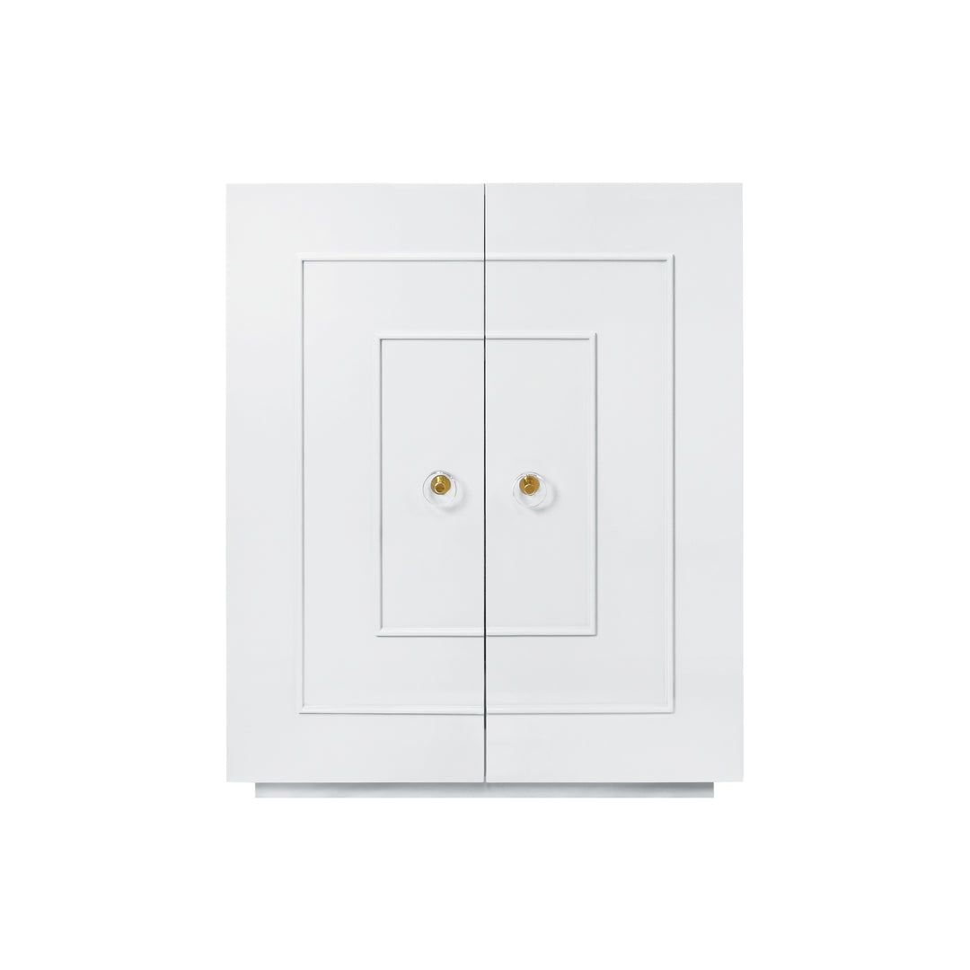 Two Door Matte White Lacquer Cabinet - JUDD WH