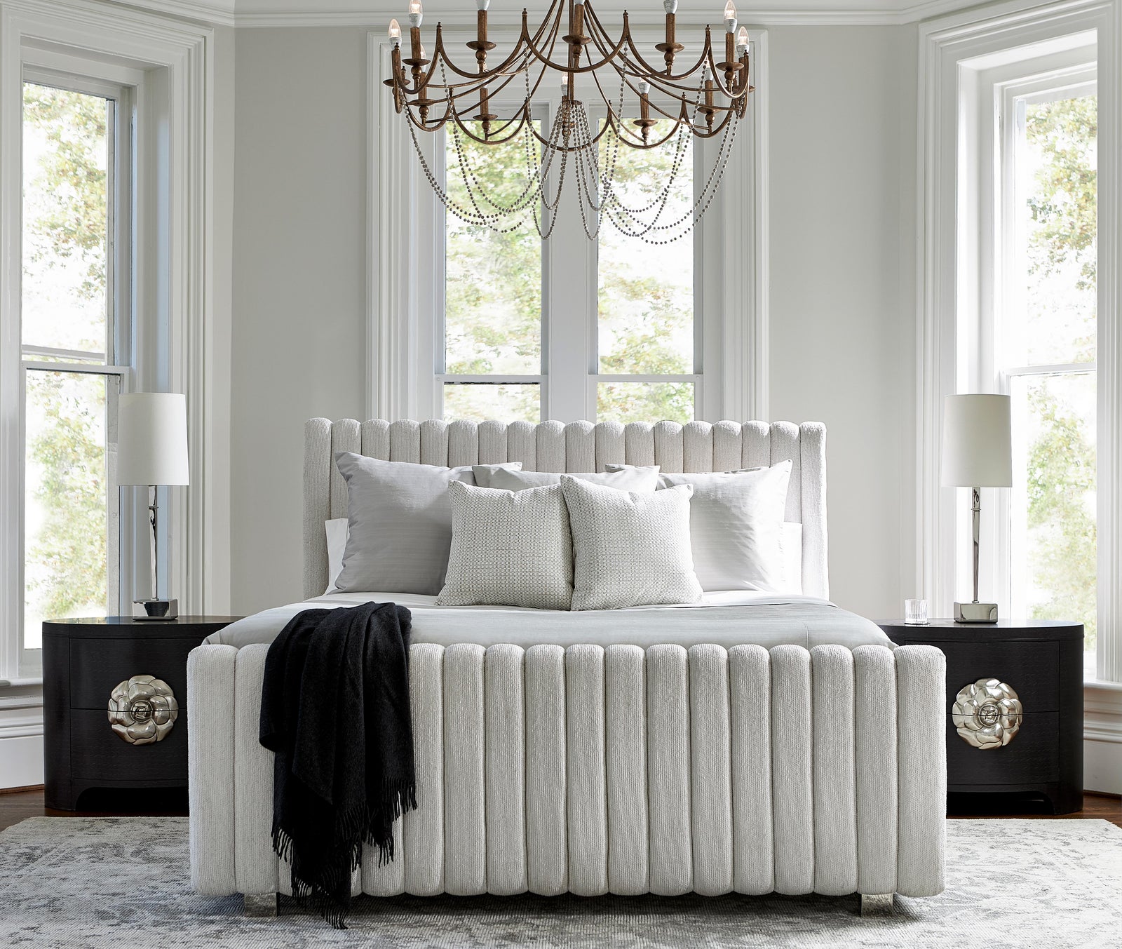 American Home Furniture Bernhardt Silhouette Upholstered Bed