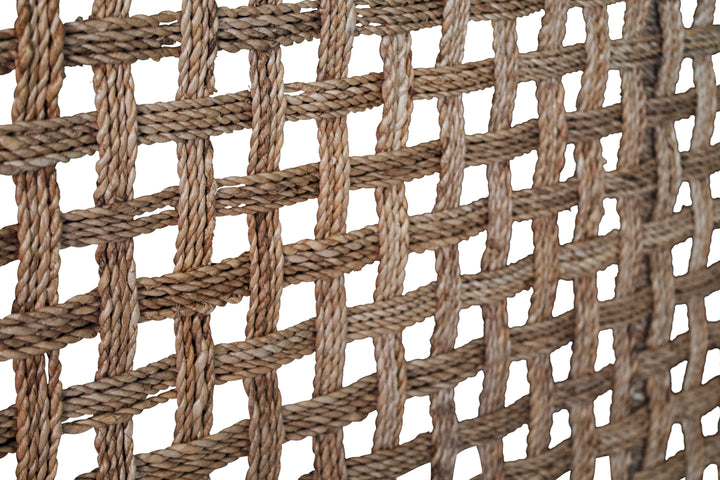 Seagrass Wrapped Headboard And Footboard With Wood Side Rails And Legs, King Size - KARINA KING