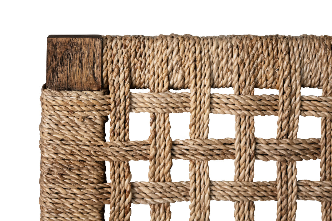 Seagrass Wrapped Headboard And Footboard With Wood Side Rails And Legs, Twin Size - KARINA TWIN