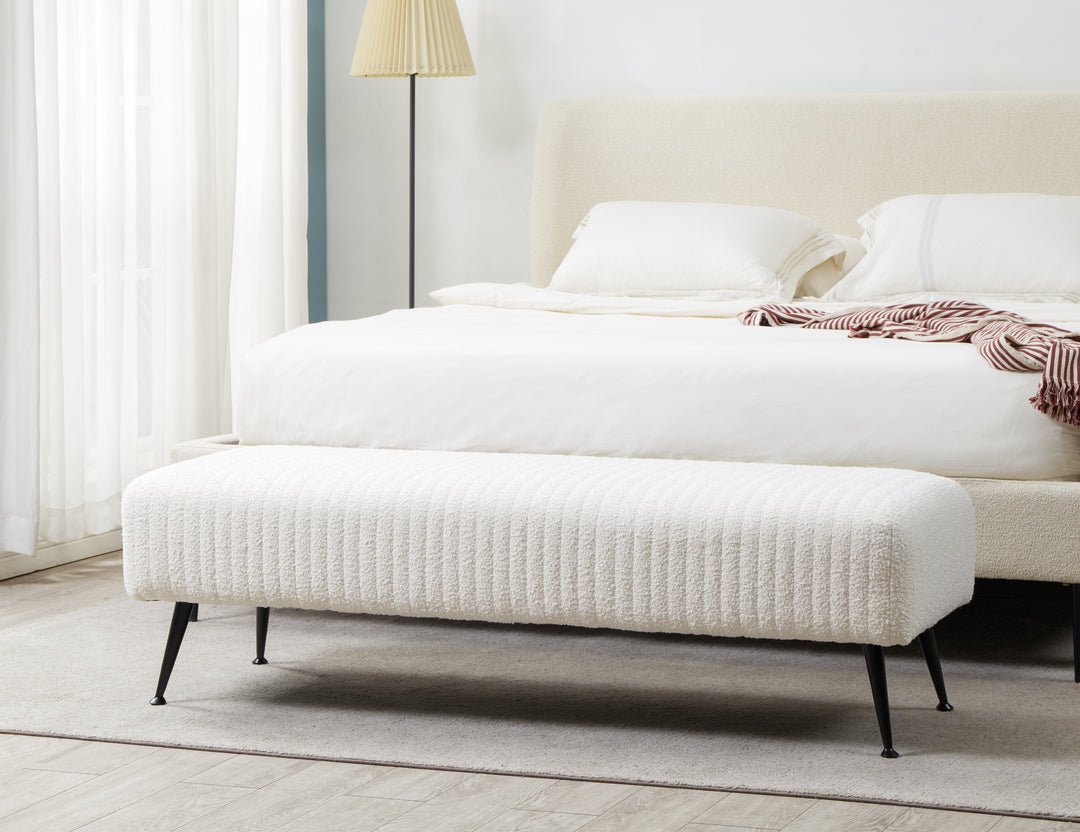 IVORY / BLACK / 60.2" X 20.9" X 18.1" / BOUCLE