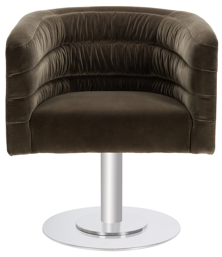 American Home Furniture Safavieh Couture Marie Velvet Swivel Tub Chair/Olive/Steel