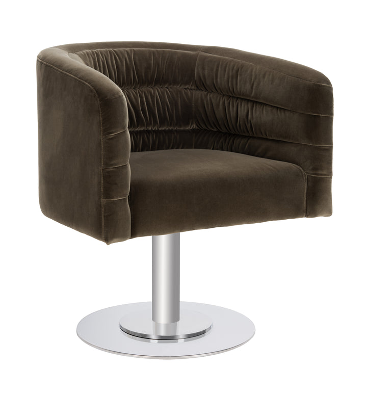 American Home Furniture Safavieh Couture Marie Velvet Swivel Tub Chair/Olive/Steel