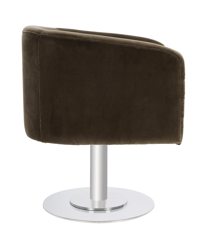 American Home Furniture Safavieh Couture Marie Velvet Swivel Tub Chair/Olive/Steel