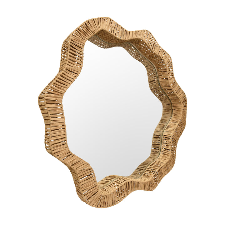 Round Organic Shaped Mirror With Natural Rattan Frame - KOMODO