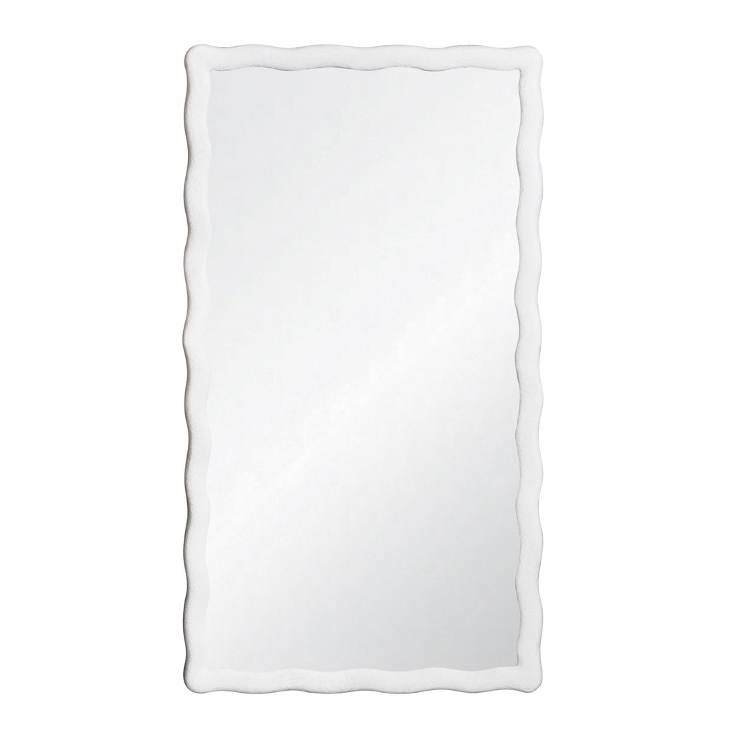 Rectangular Mirror With Wavey Textured Frame In White - KYLO WH