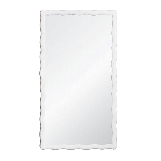 Rectangular Mirror With Wavey Textured Frame In White - KYLO WH