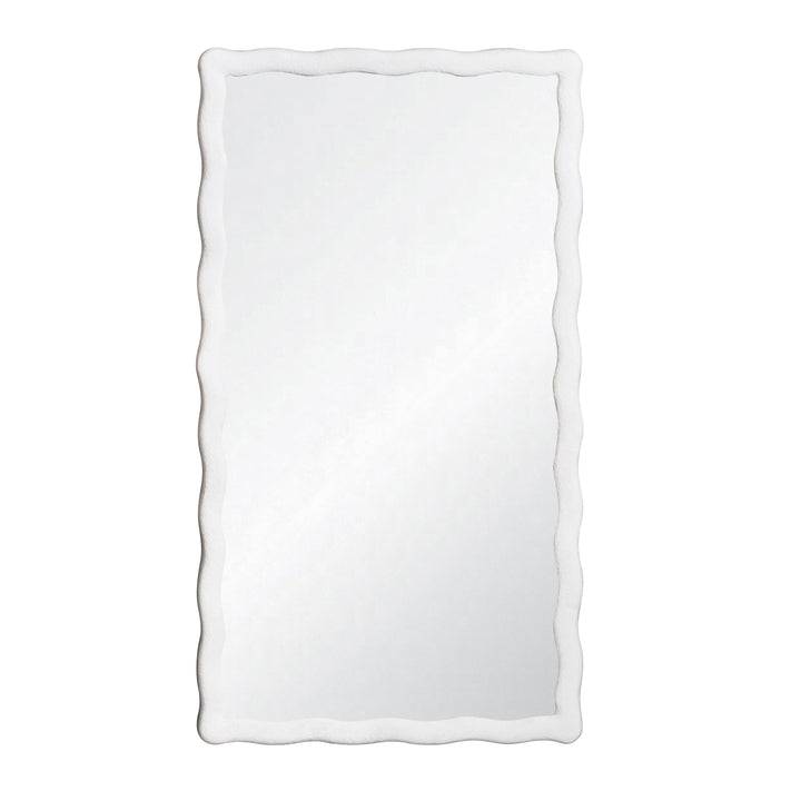 Rectangular Mirror With Wavey Textured Frame In White - KYLO WH
