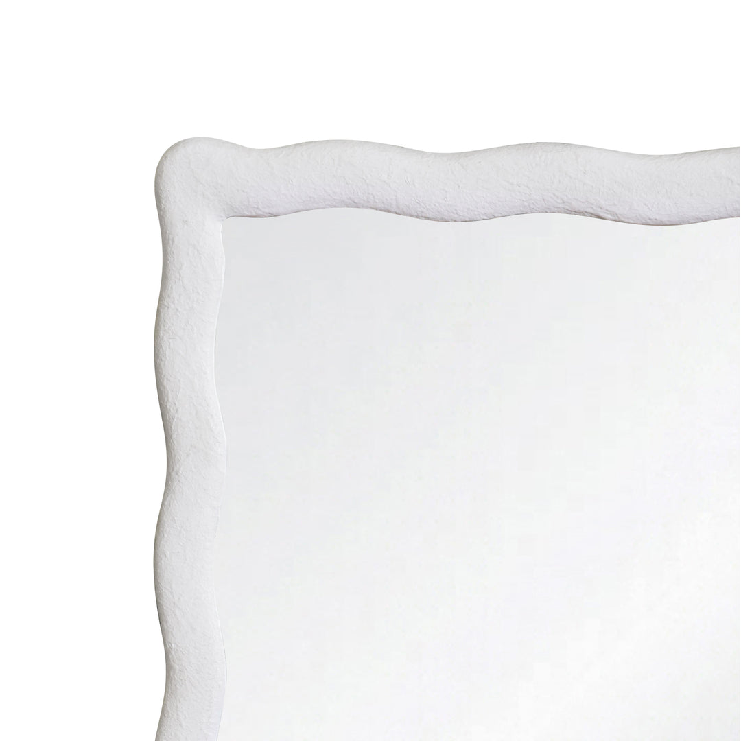 Rectangular Mirror With Wavey Textured Frame In White - KYLO WH