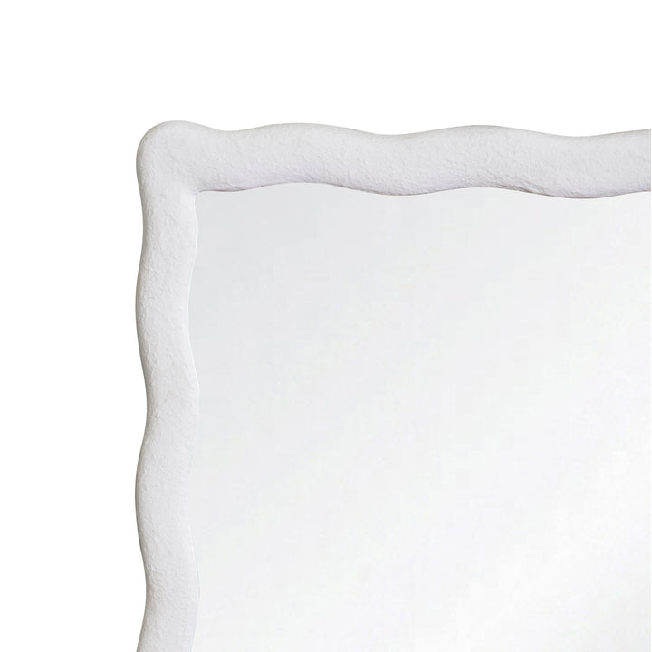 Rectangular Mirror With Wavey Textured Frame In White - KYLO WH