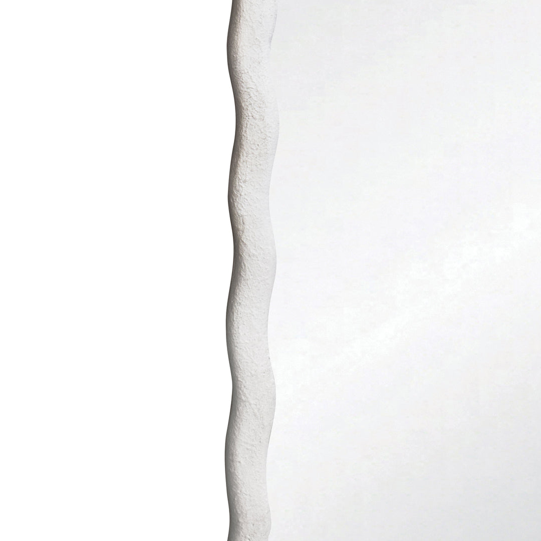 Rectangular Mirror With Wavey Textured Frame In White - KYLO WH