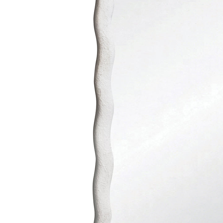 Rectangular Mirror With Wavey Textured Frame In White - KYLO WH