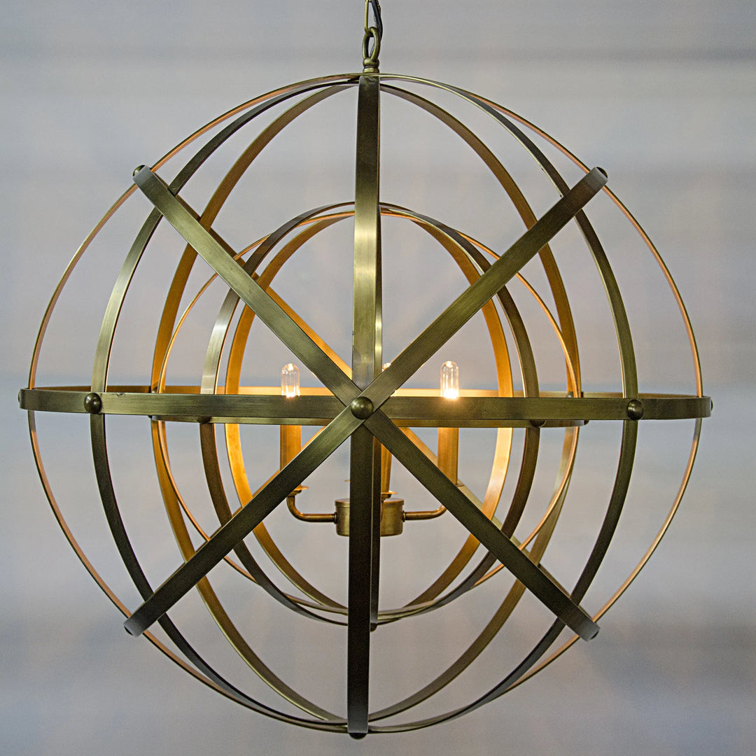 American Home Furniture | Noir - Alchemy Chandelier, Metal with Brass Finish