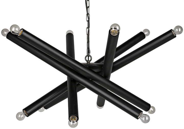 American Home Furniture | Noir - Lex Chandelier, Black Steel