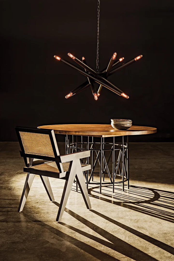 American Home Furniture | Noir - Lex Chandelier, Black Steel