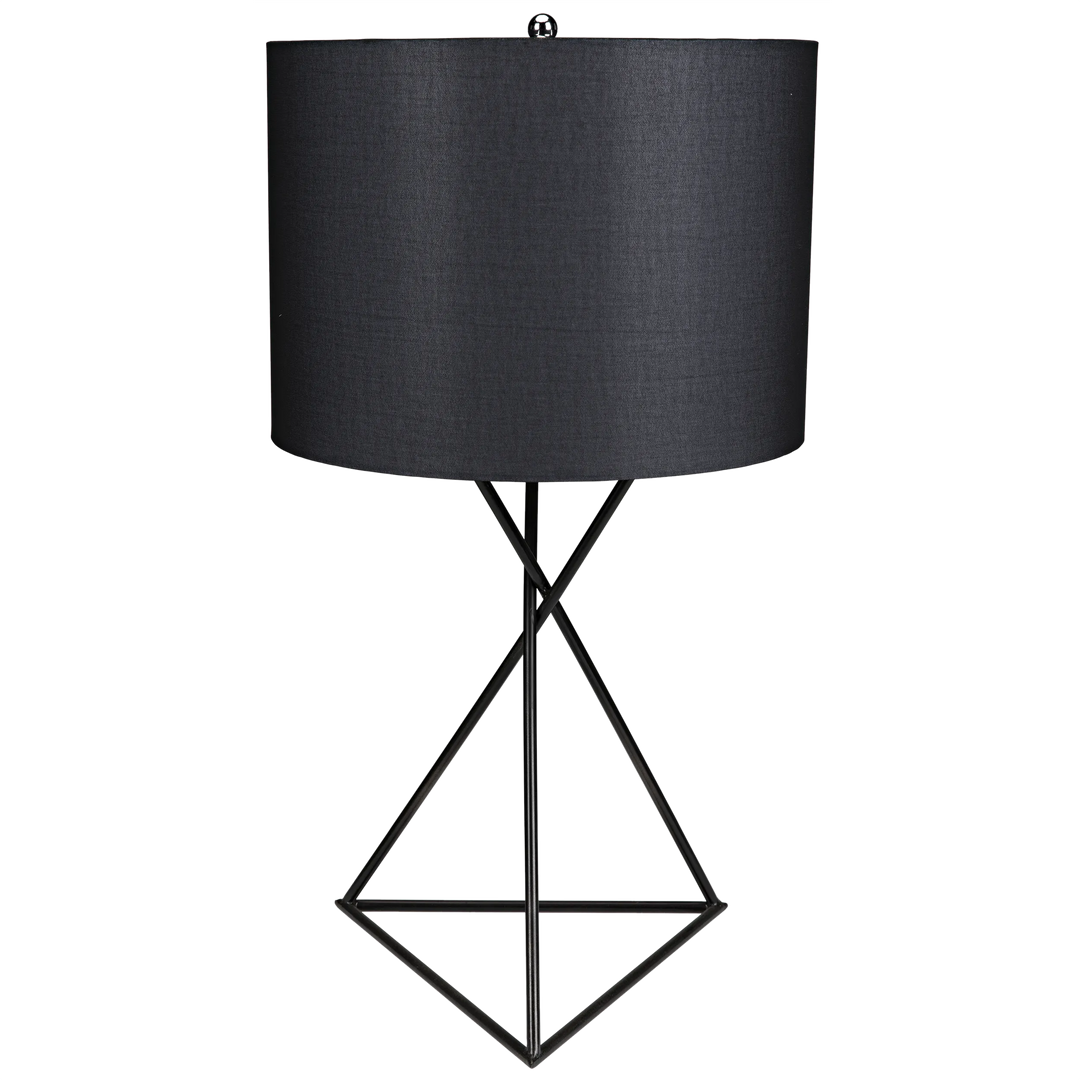 American Home Furniture | Noir - Triangle Table Lamp with Shade, Black Metal