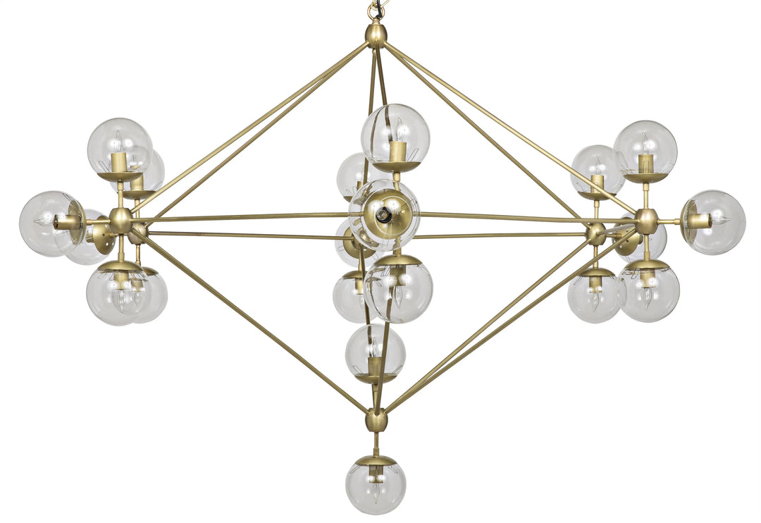 American Home Furniture | Noir - Pluto Chandelier, Large, Metal with Brass Finish and Glass