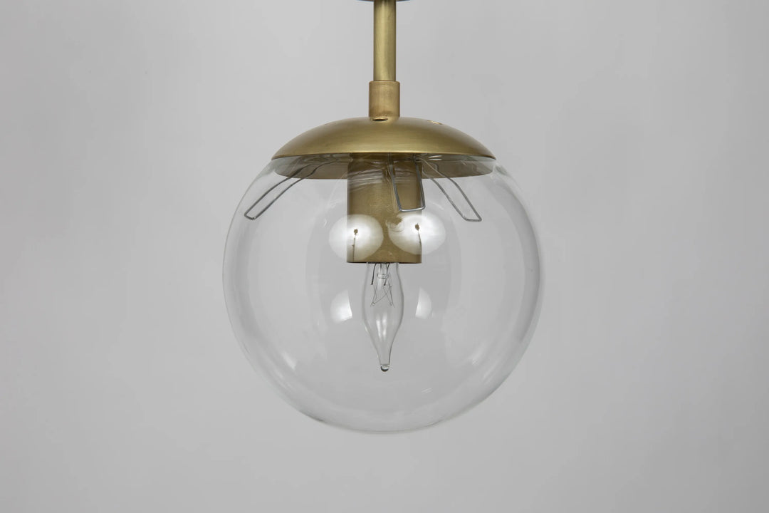 American Home Furniture | Noir - Pluto Chandelier, Large, Metal with Brass Finish and Glass