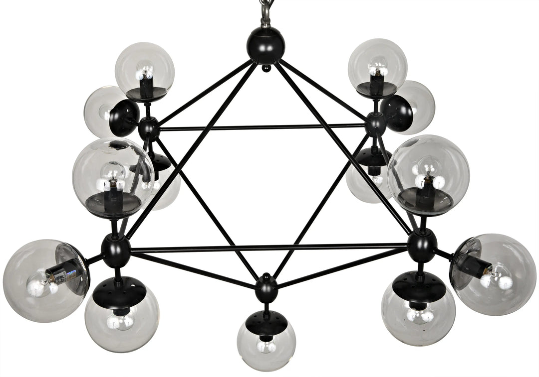 American Home Furniture | Noir - Pluto Chandelier, Small, Black Steel