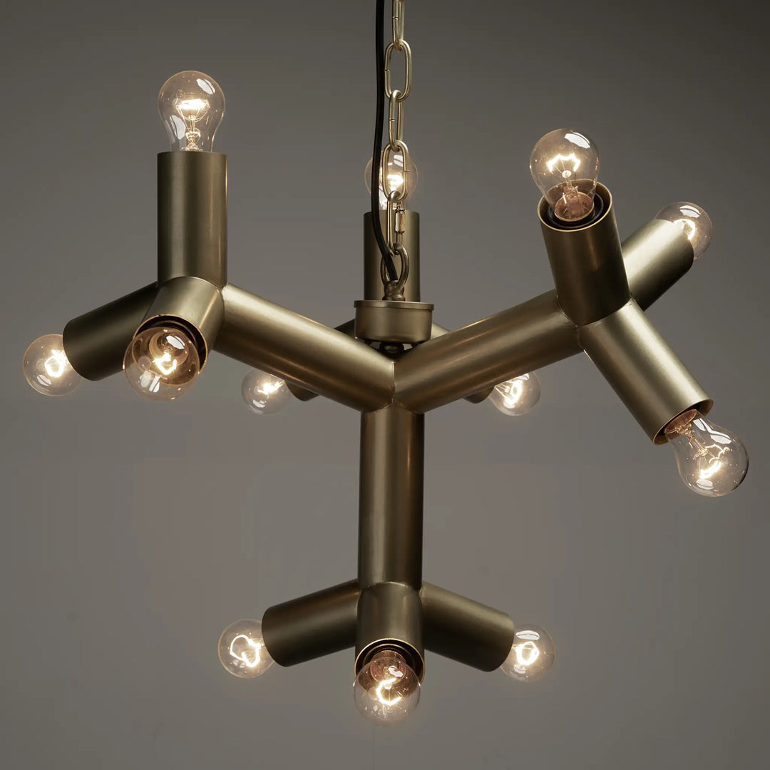 American Home Furniture | Noir - Snow Flake Chandelier, Metal with Brass Finish