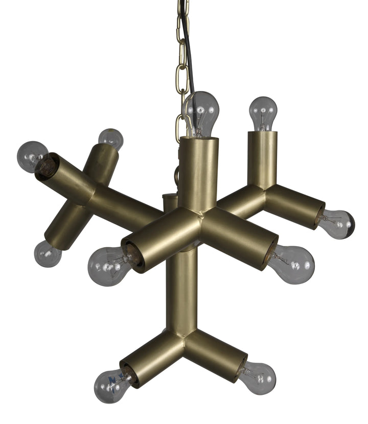 American Home Furniture | Noir - Snow Flake Chandelier, Metal with Brass Finish