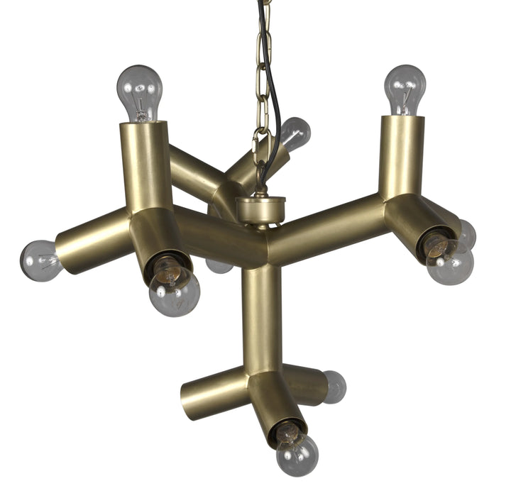 American Home Furniture | Noir - Snow Flake Chandelier, Metal with Brass Finish