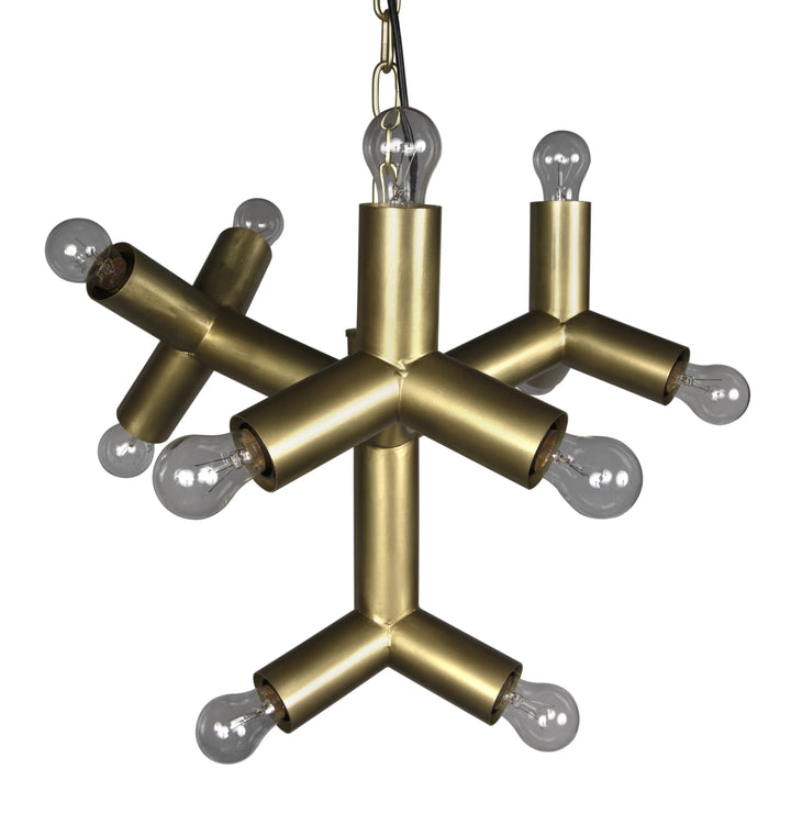 American Home Furniture | Noir - Snow Flake Chandelier, Metal with Brass Finish