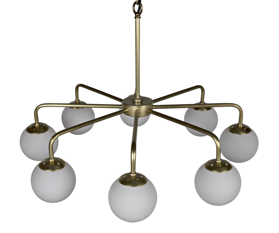 American Home Furniture | Noir - Larenta Chandelier, Antique Brass and Glass