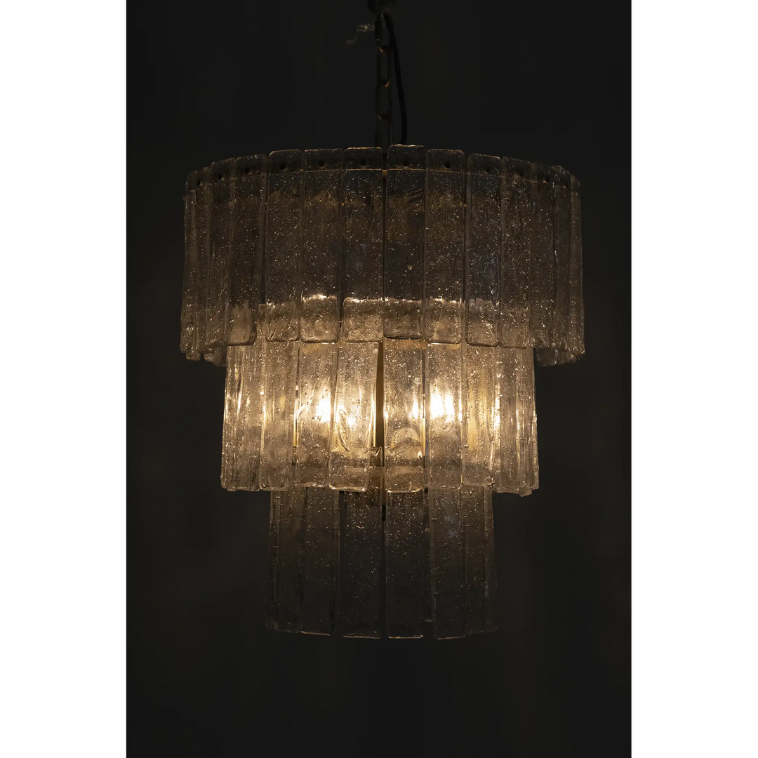 American Home Furniture | Noir - Bruna Chandelier, Small, Metal with Brass Finish