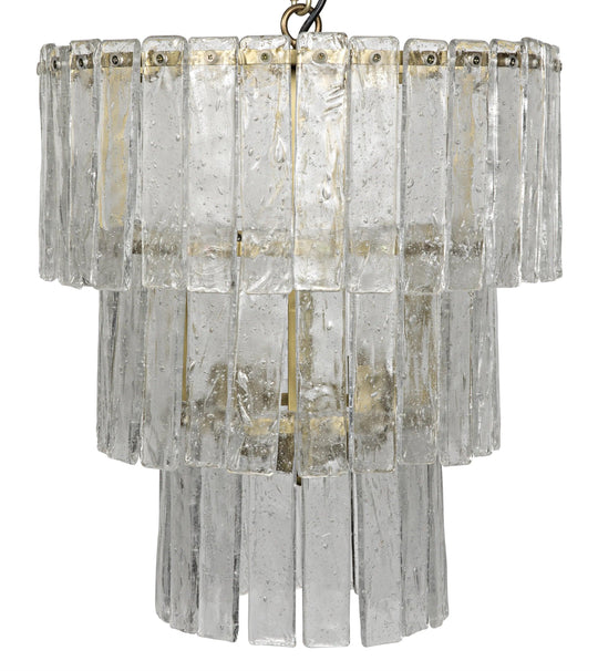 Noir Bruna Chandelier, Small, Metal with Brass Finish CHANDELIERS