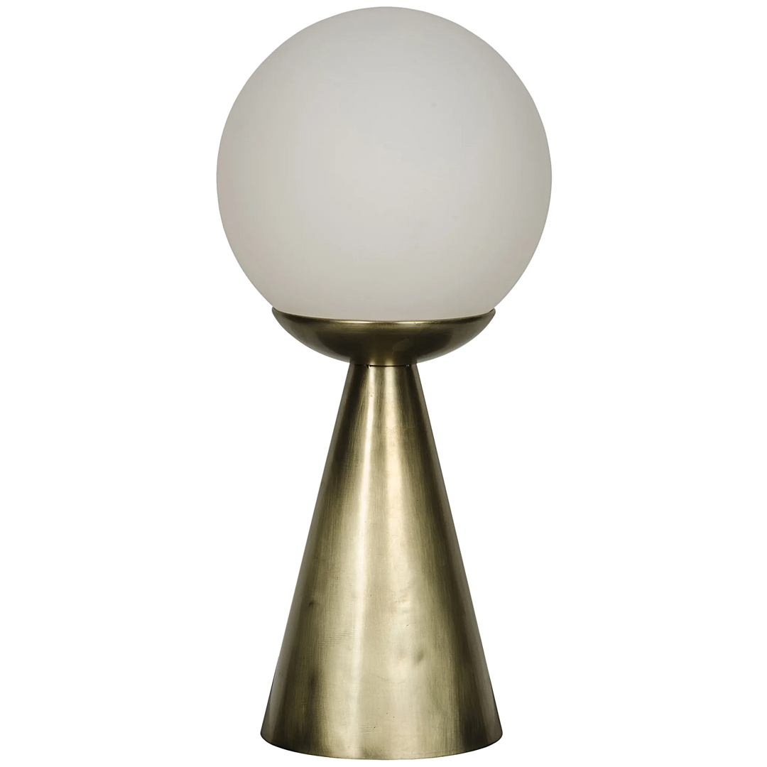 American Home Furniture | Noir - Merle Table Lamp, Antique Brass and Glass