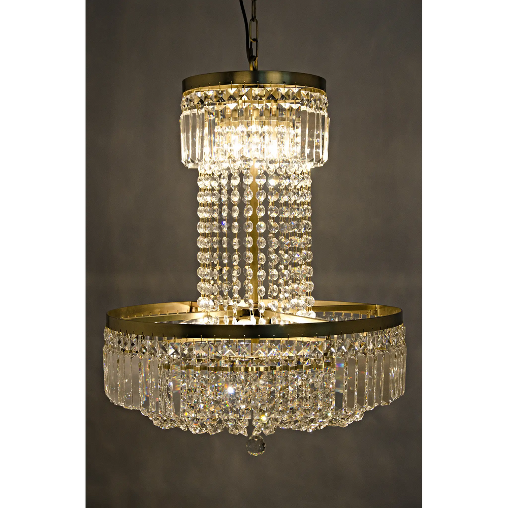 American Home Furniture | Noir - St. Petersburg Chandelier, Antique Brass and Glass