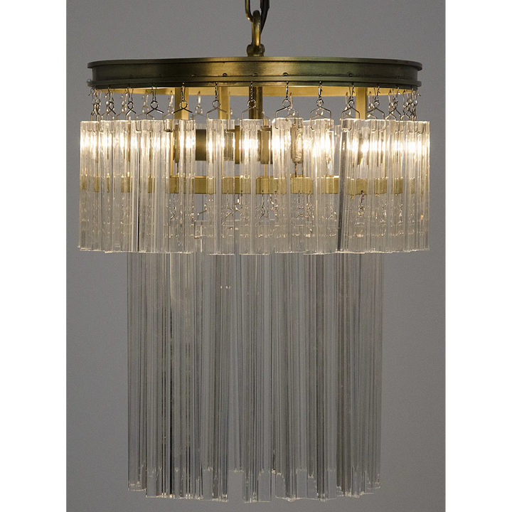 Toby Chandelier, Antique Brass and Crystal