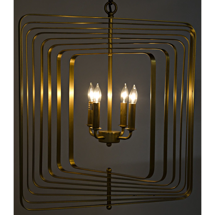 American Home Furniture | Noir - Dimaclema Chandelier, Small, Metal with Brass Finish