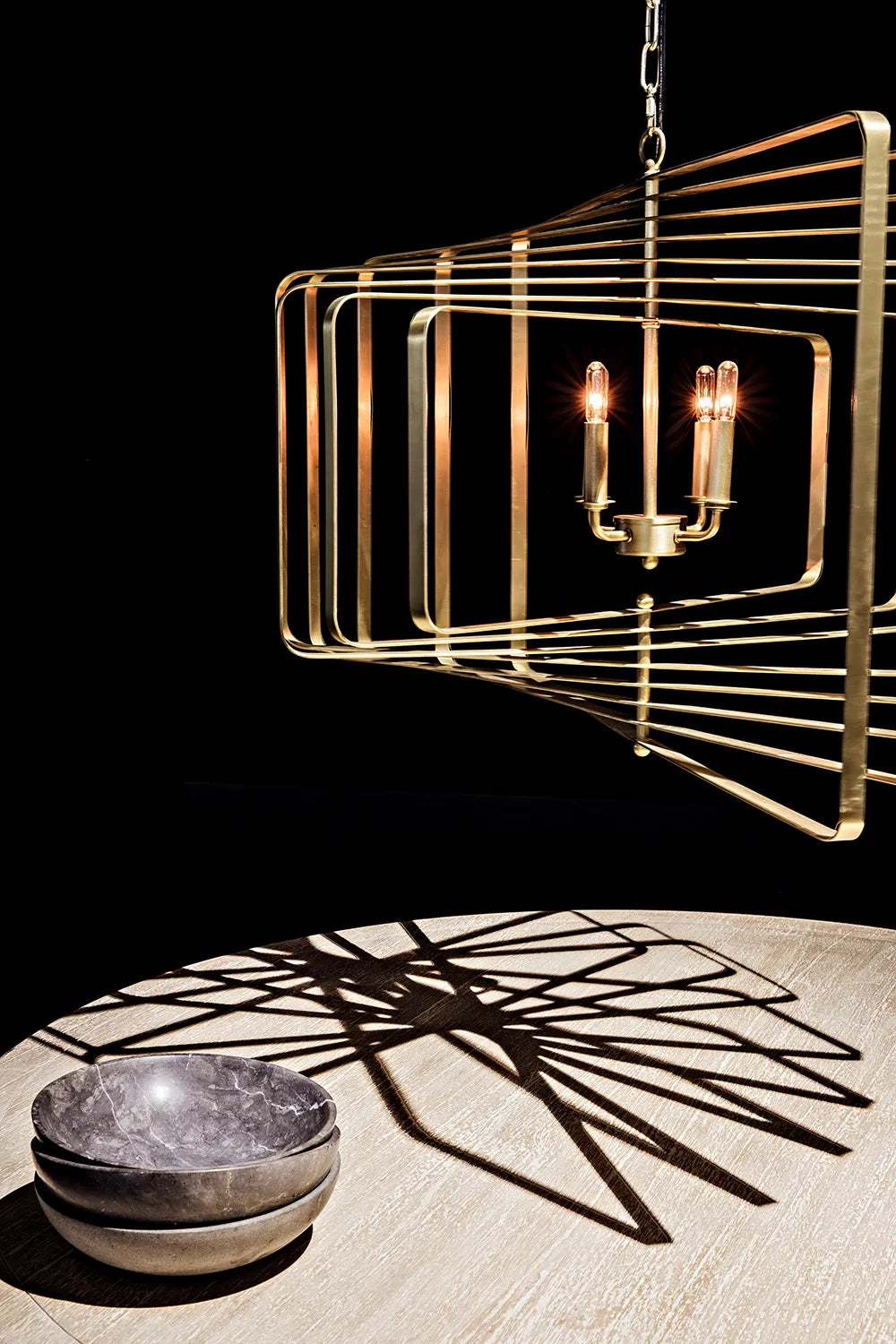 American Home Furniture | Noir - Dimaclema Chandelier, Small, Metal with Brass Finish