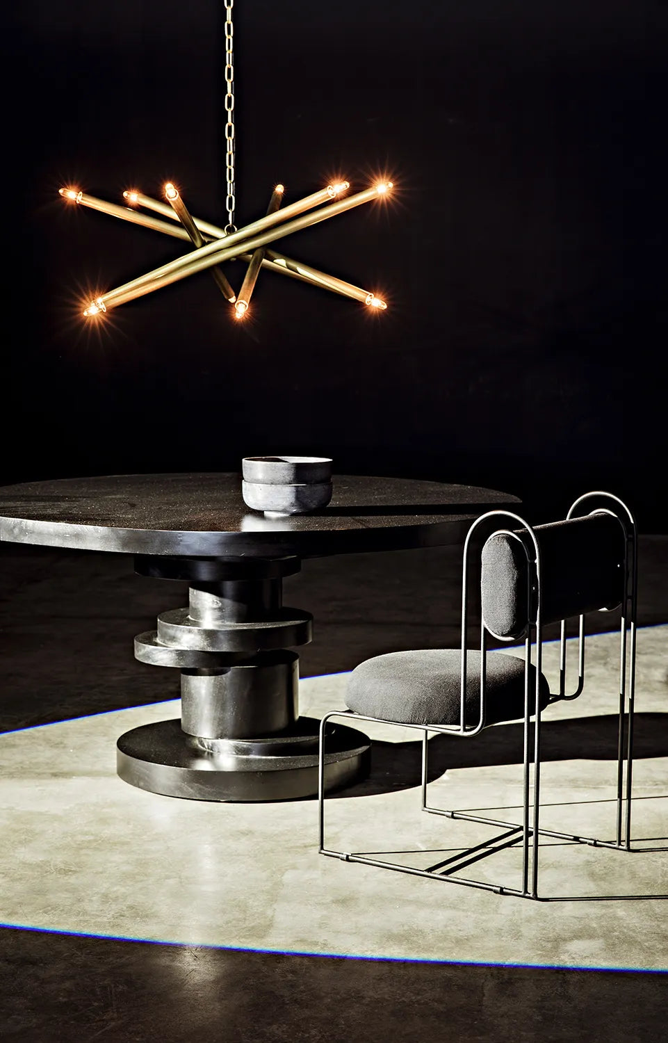 American Home Furniture | Noir - Ikram Chandelier, Metal with Brass Finish