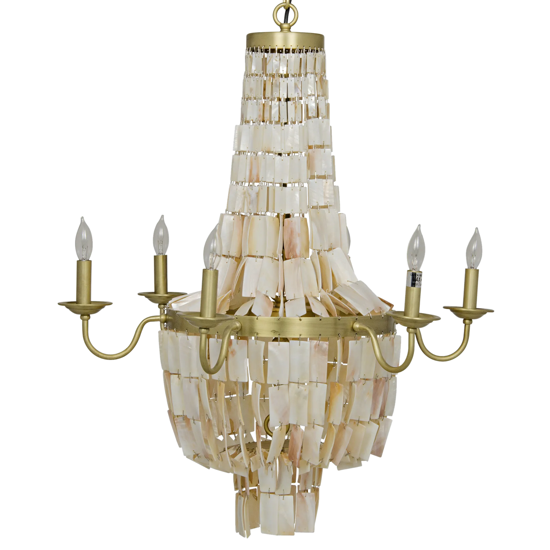 American Home Furniture | Noir - Bijou Chandelier, Antique Brass, Metal and Shells