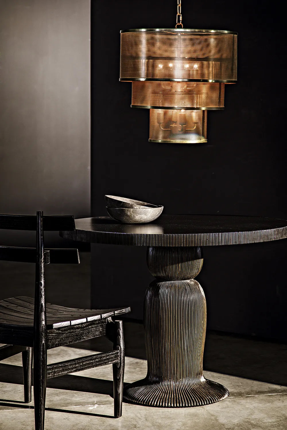 American Home Furniture | Noir - Arena Pendant, Metal with Brass Finish