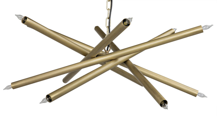 American Home Furniture | Noir - Ikram Chandelier, Small, Metal with Brass Finish