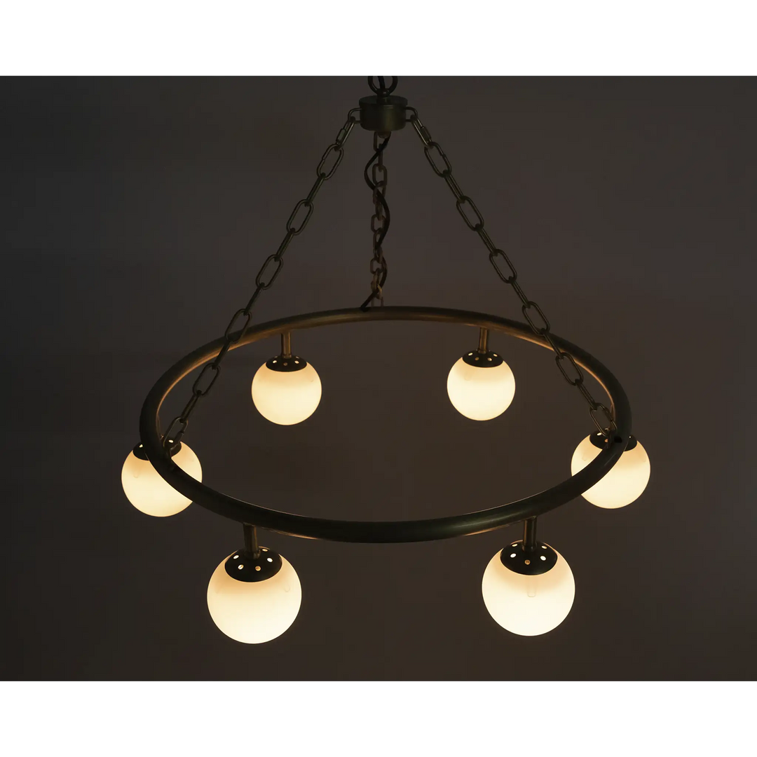 American Home Furniture | Noir - Modena Chandelier, Small, Metal with Brass Finish