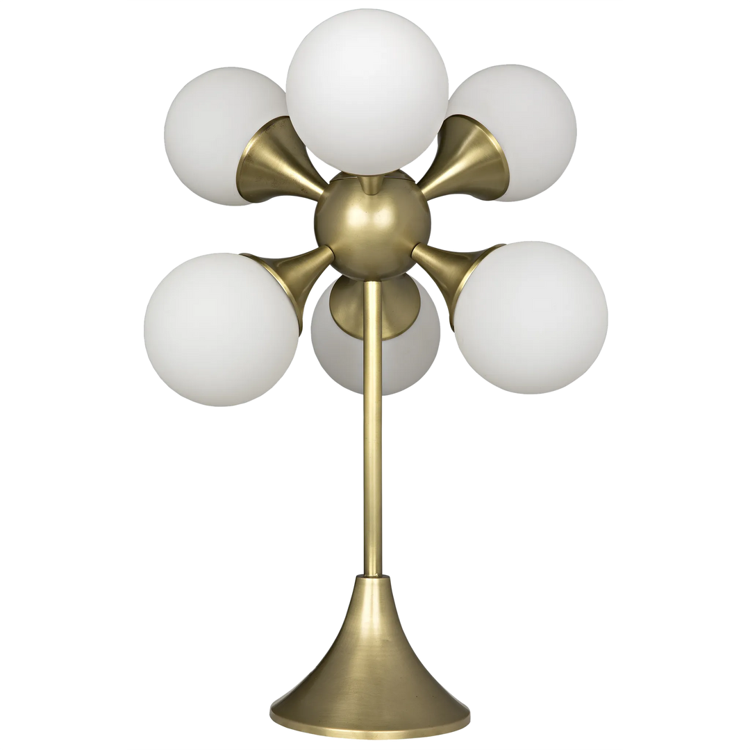 American Home Furniture | Noir - Globular Table Lamp, Metal with Brass Finish