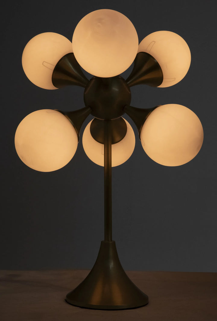 American Home Furniture | Noir - Globular Table Lamp, Metal with Brass Finish