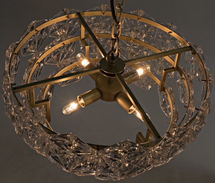 American Home Furniture | Noir - Neive Chandelier, Small, Metal with Brass Finish