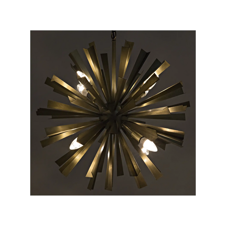 American Home Furniture | Noir - Bero Chandelier, Metal with Brass Finish